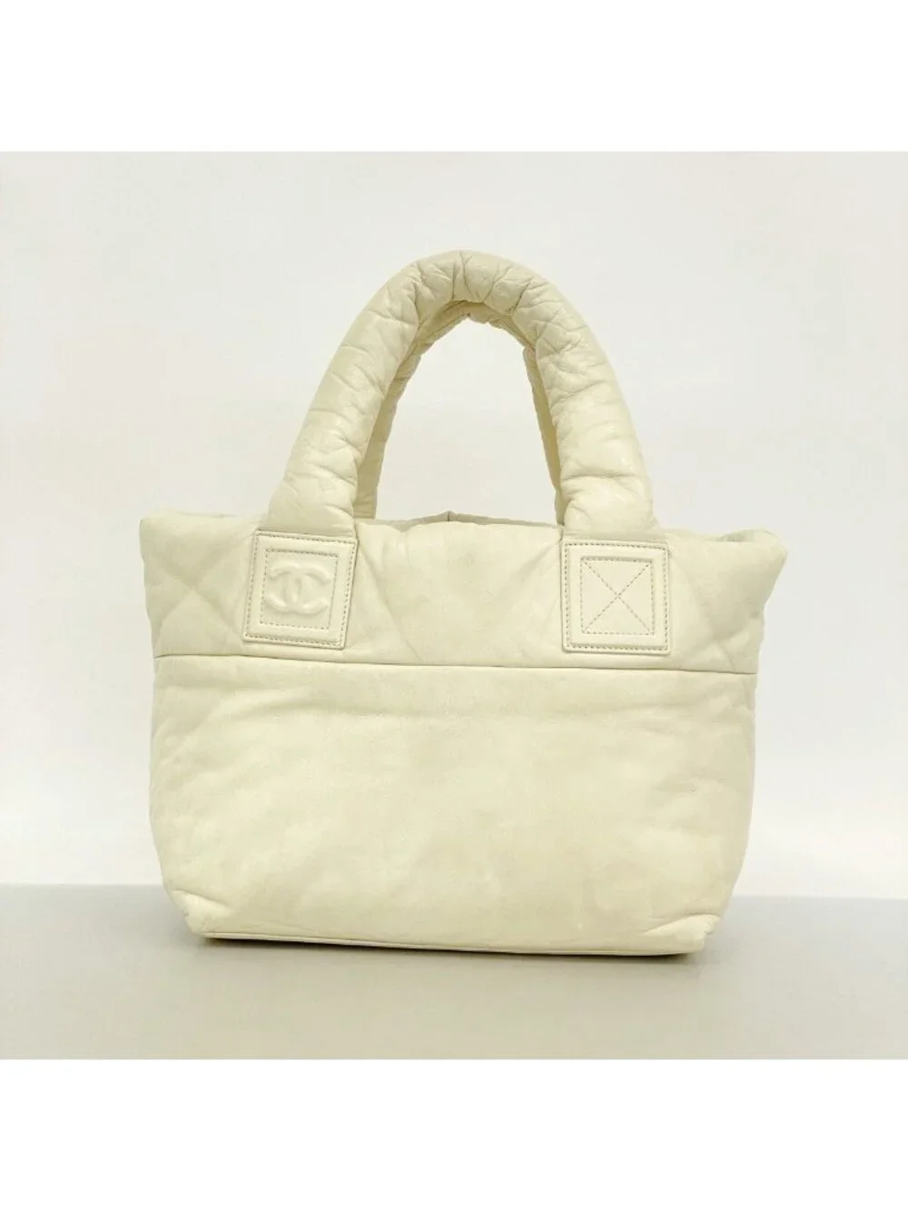 Chanel Tote Coco Cocoon Leather Ivory Silver